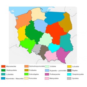 MAPA POLSKI - 130 X 100 CM - MAPA ADMINISTRACYJNA